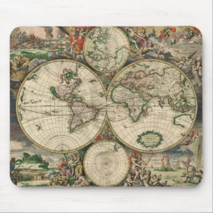 Gerard Van Schagen's Map of the World, 1689 Mouse Mat