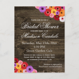 Gerber Daisies Bridal Shower Invite Postcards
