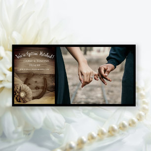 Gerber Daisy and Horseshoe Western Sepia Wedding Save The Date