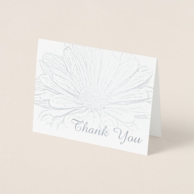 Gerber Daisy Floral Thank You Note Foil Card (Front)