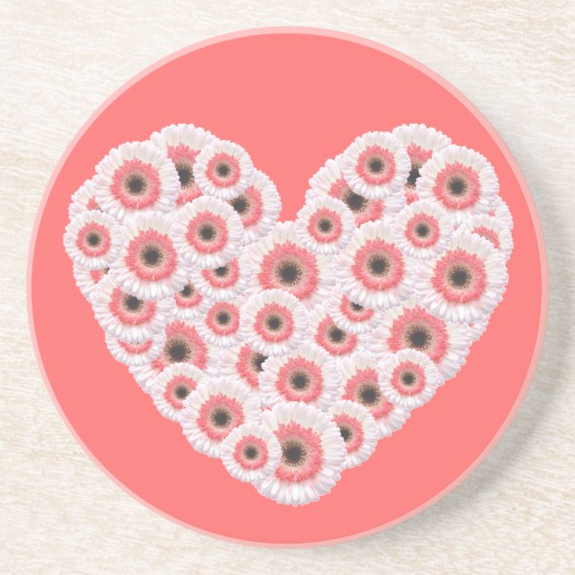 Gerber Daisy Heart Coaster (Front)