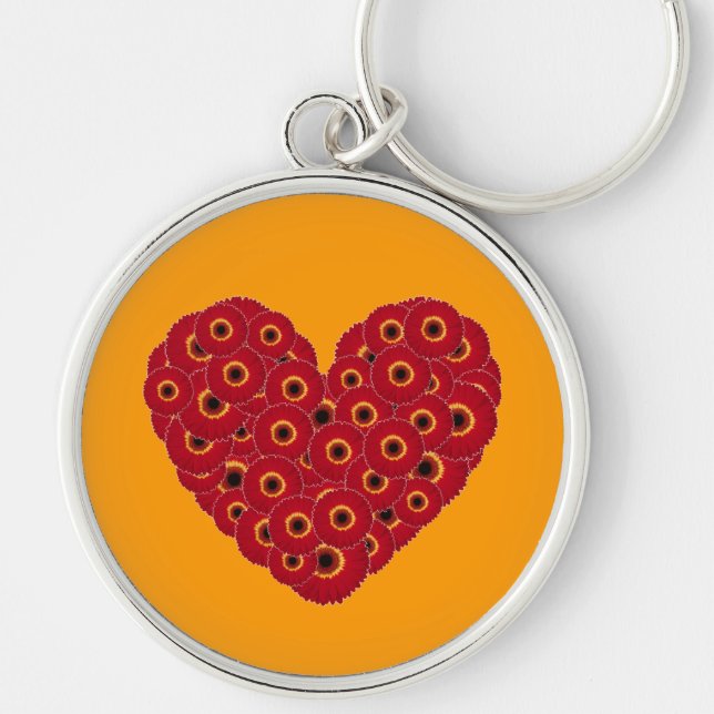 Gerber Daisy Heart Key Ring (Front)