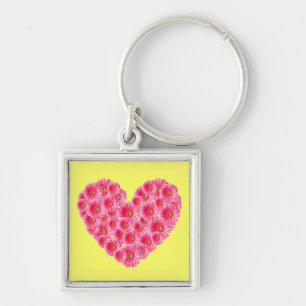 Gerber Daisy Heart Key Ring