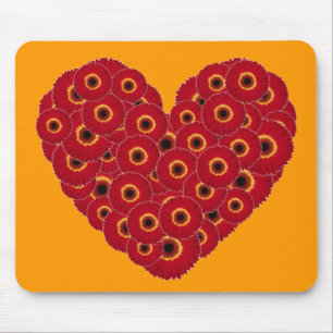 Gerber Daisy Heart Mouse Mat