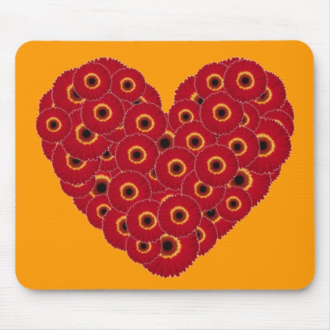 Gerber Daisy Heart Mouse Mat (Front)