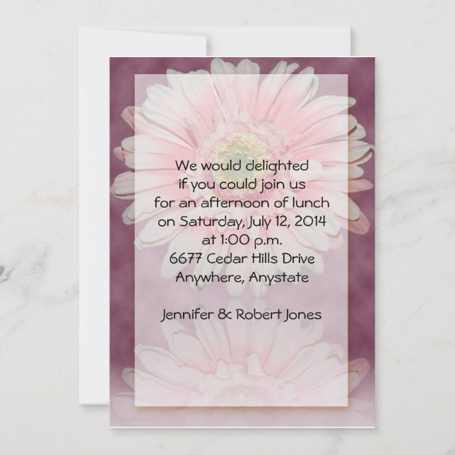 Gerber Daisy in Pink on Burgandy background Invitation (Front)
