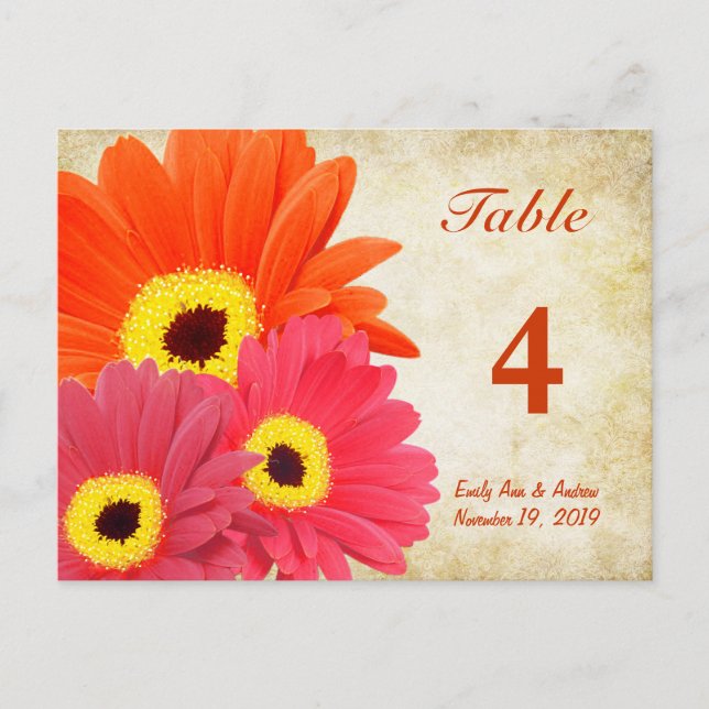 Gerber Daisy Table Number Card (Front)