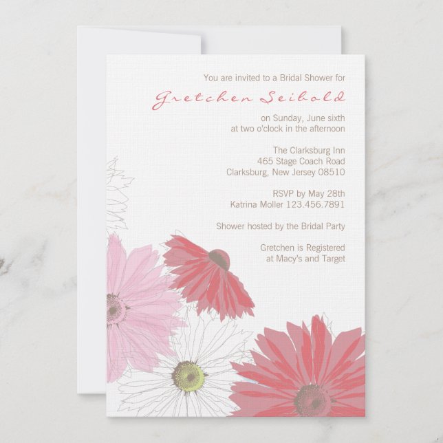 Gerber Daisy Wedding Shower Invitation (Front)