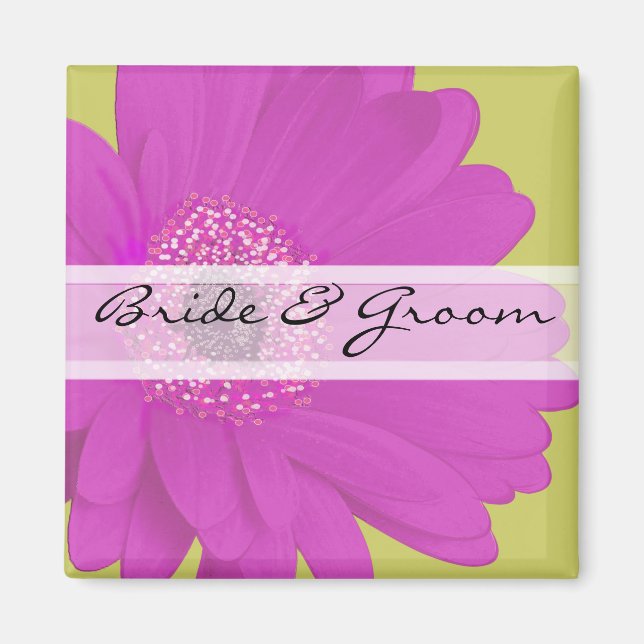 Gerber Daisy Wedding Stickers or Customise Magnet (Front)