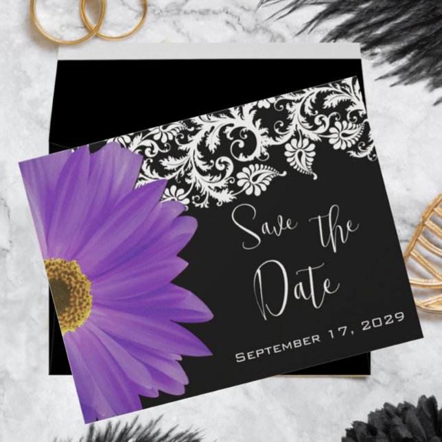 Gerber Fuchsia & Grey Paisley Save The Date (Creator Uploaded)