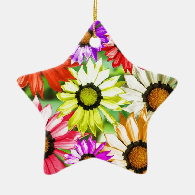 Gerbera colourful flower floral ceramic tree decoration (Front)