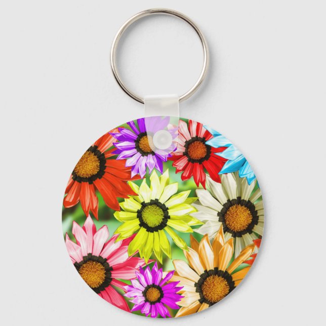 Gerbera colourful flower floral key ring (Front)