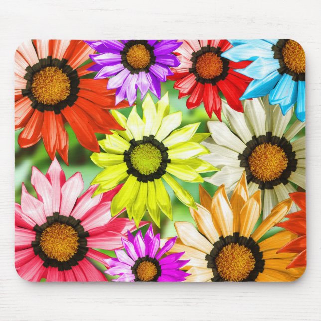 Gerbera colourful flowers mouse mat (Front)