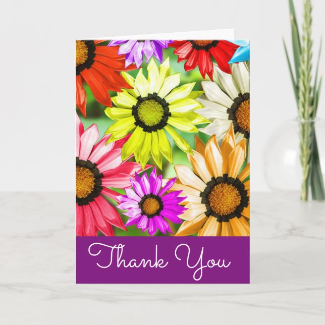 Gerbera colourful flowers Thank You (Front)