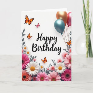 Gerbera Daisies Birthday Card