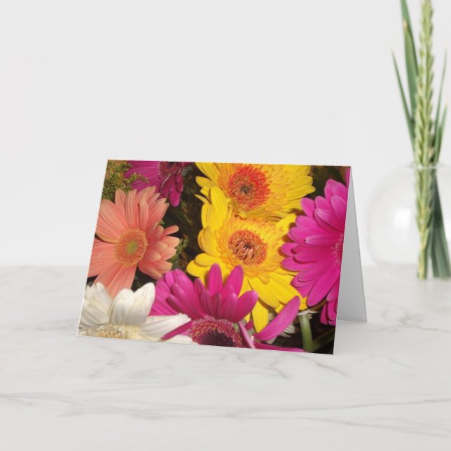 Gerbera Daisies Birthday Card Template (Front)
