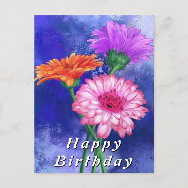 Gerbera Daisies Birthday Cards (Front)