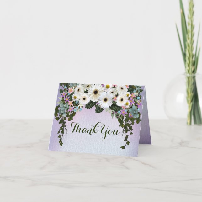 Gerbera Daisies Folded Thank You Card (Front)