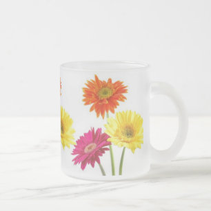 Gerbera Daisies Frosted Glass Coffee Mug