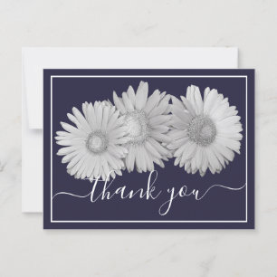 Gerbera Daisies Navy Background Thank You Postcard