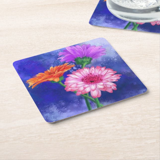 Gerbera Daisies Paper Coaster (Angled)