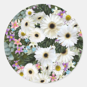 Gerbera Daisies Swag Wedding Classic Round Sticker