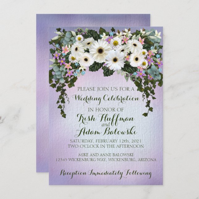 Gerbera Daisies Swag Wedding Invitation (Front/Back)