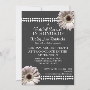 Gerbera Daisy and Slate Grey Bridal Shower Invitation