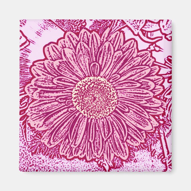 Gerbera Daisy Block Print - shades of pink Magnet (Front)