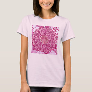 Gerbera Daisy Block Print - shades of pink T-Shirt