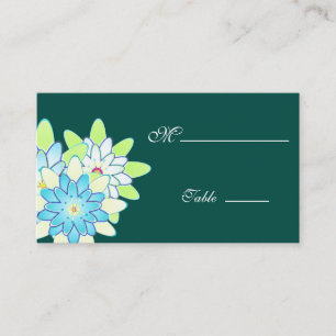 Gerbera Daisy Blue Green Place Card for Occasion