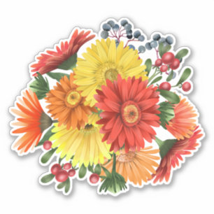 Gerbera Daisy Floral Bouquet Watercolor
