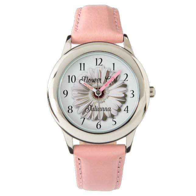 Gerbera Daisy Flower Girl Pink Watch (Front)