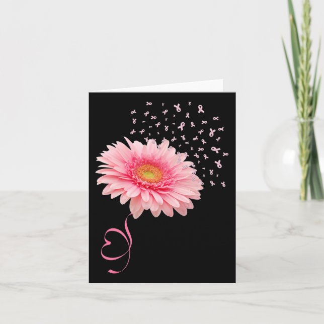 Gerbera Daisy Flower Ribbon Pollen Breast Cancer M Card (Front)