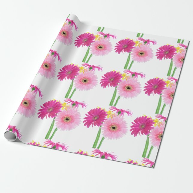 Gerbera Daisy Flowers Wrapping Paper (Unrolled)