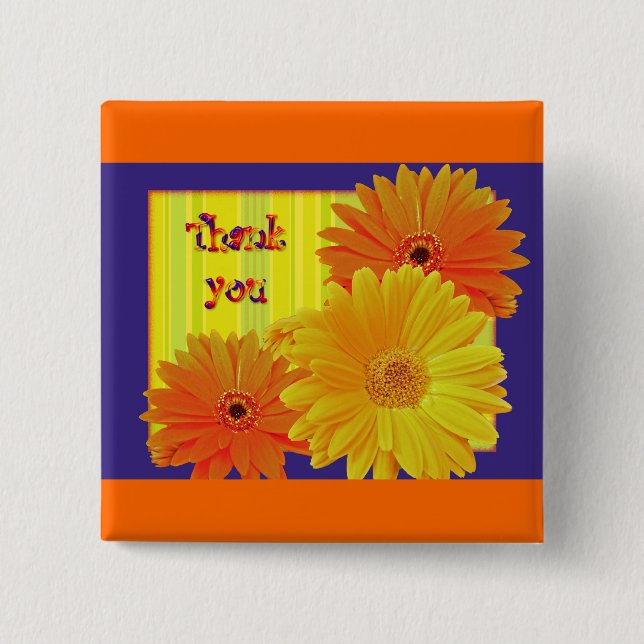 Gerbera Daisy (Gerbera hybrida) - Yellow 15 Cm Square Badge (Front)
