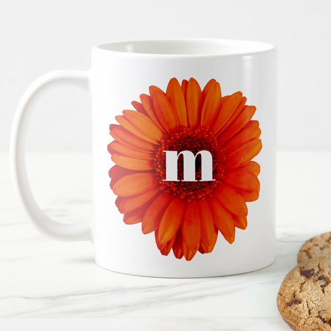 Gerbera Daisy Monogram Initial Coffee Mug (Creator Uploaded)
