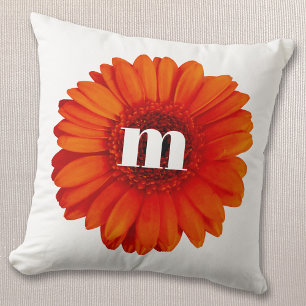Gerbera Daisy Monogram Initial Cushion