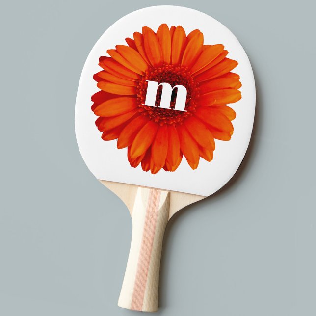 Gerbera Daisy Monogram Initial Ping Pong Paddle (Creator Uploaded)