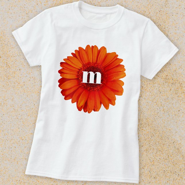 Gerbera Daisy Monogram Initial T-Shirt (Creator Uploaded)