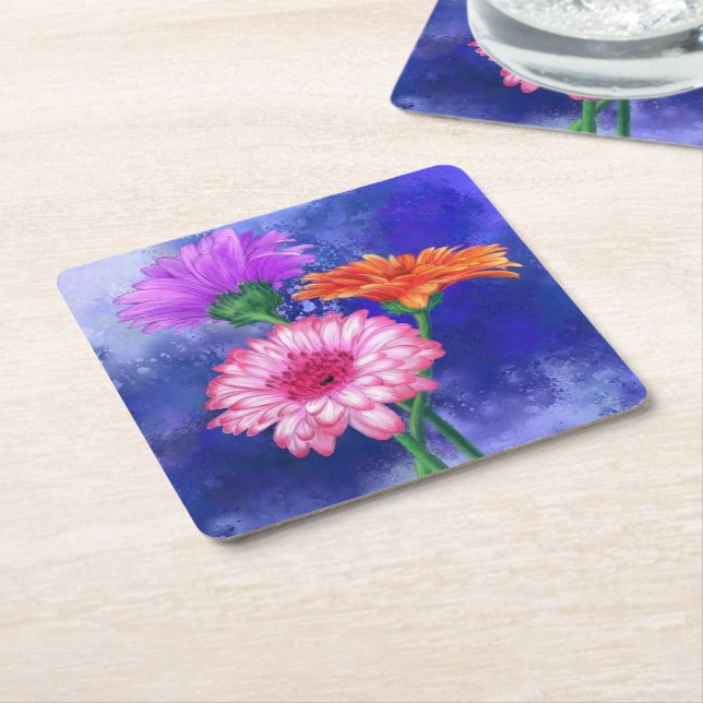 Gerbera Daisy Paper Coaster (Angled)