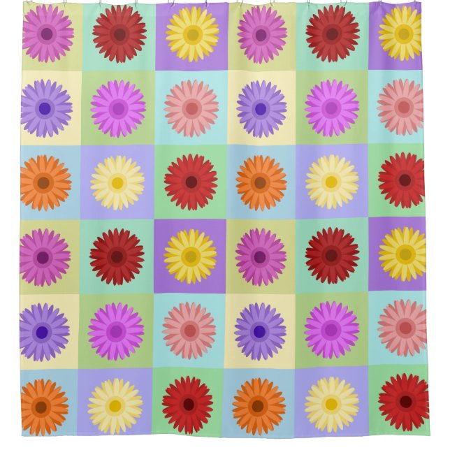 Gerbera Daisy Pattern Shower Curtain (Front)