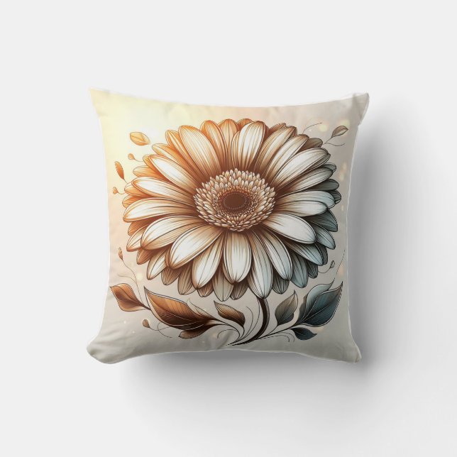 Gerbera Daisy Pillow for Garden-Inspired Comfort (Front)