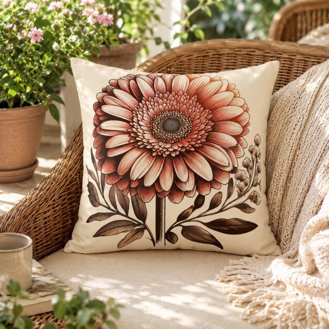 Gerbera Daisy Pillow for Garden-Inspired Comfort (Gerbera Daisy Pillow for Garden-Inspired Comfort)