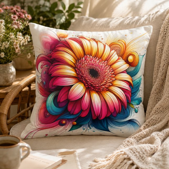 Gerbera Daisy Pillow for Garden-Inspired Comfort (Gerbera Daisy Pillow for Garden-Inspired Comfort)