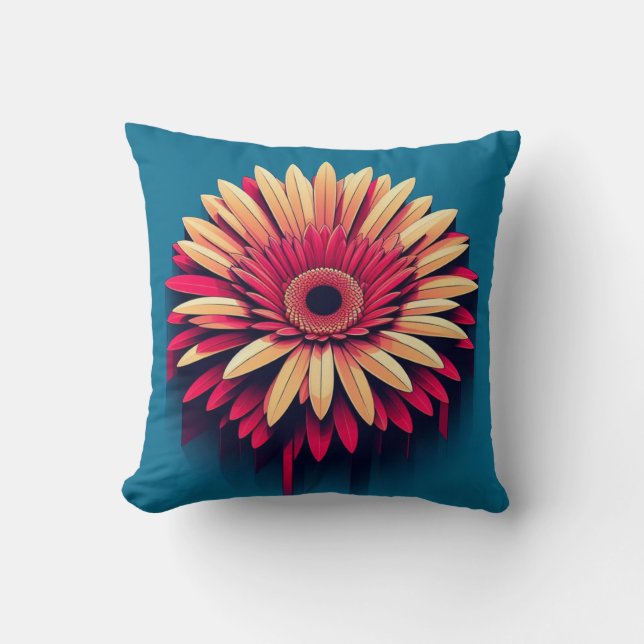 Gerbera Daisy Pillow for Garden-Inspired Comfort (Front)
