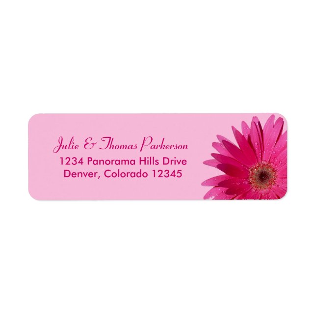 Gerbera Daisy Pink Wedding Return Address (Front)