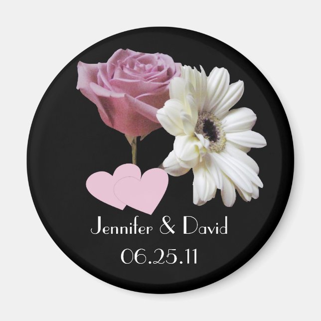 Gerbera Daisy & Rose Wedding Magnet (Front)