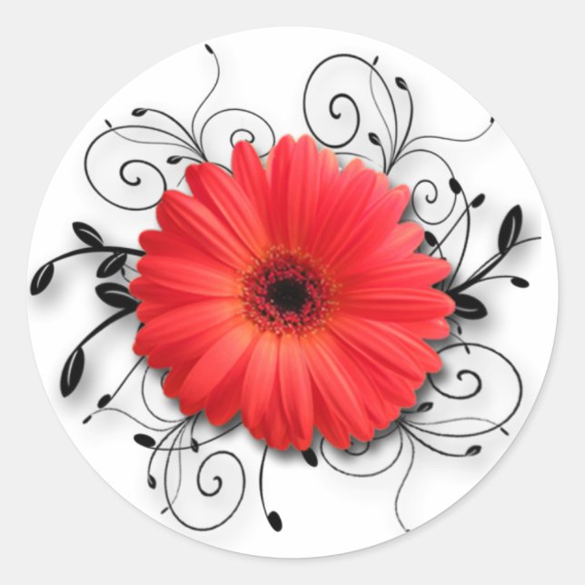 Gerbera Daisy Theme Classic Round Sticker (Front)