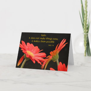 Gerbera Daisy, w Scripture verse on Faith (Luke) Card